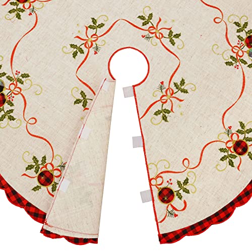 Grelucgo-Embroidered-Christmas-Holiday-Tree-Skirt-Double-Thickness-Diameter-34-inches Grelucgo Embroidered Christmas Holiday Tree Skirt Double Thickness Diameter 34 inches