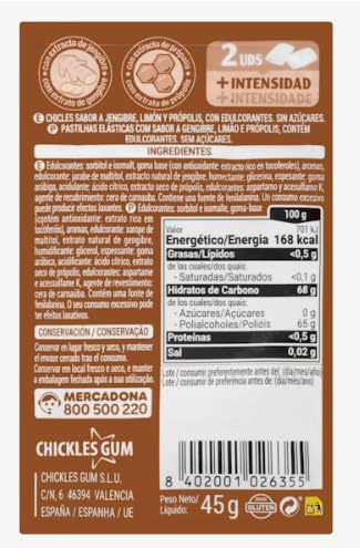 Chewing-gums dragéifiés au gingembre Hacendado Paquet de 32 chewing-gums (45 g) – Lot de 6