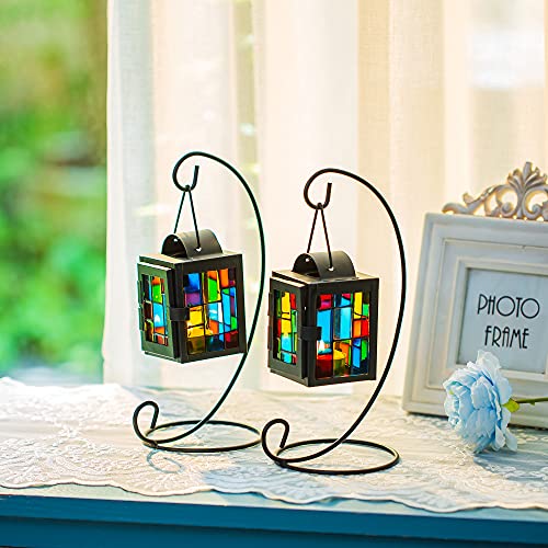 Romadedi Candle Lantern Moroccan Decorative - Tabletop Ornament Accent Tealight Candleholder Set Of 2 Vintage Hanging Lantern For Home Mantel Decor #TOP3