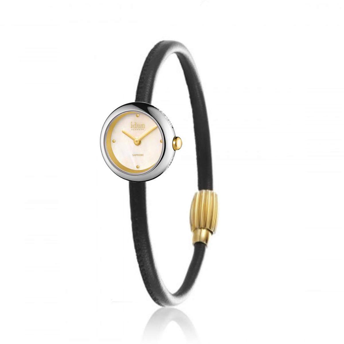 Idun Denmark - Rocking Charm-Watch z dwukolorową obudową, tarczą z masy perłowej i białymi kamieniami - Idun-Set10-X0 190mm masa perłowa