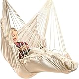 Indoor Hanging Chair for Bedroom, Patio, Porch or Room - Hammock Swing Chair - Outdoor & Indoor Swing for Adults - Quick & Easy Setup with Hardware Kit – Spacious Full Body Support – Holds 440 Lbs