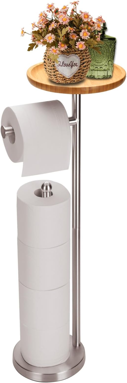 Amazon.com: Oranwell Free Standing Toilet Paper Holder Stand with Shelf ...