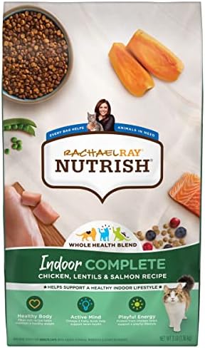 Rachael Ray Nutrish Indoor Complete Premium Natural Dry Cat Food, Chicken with Lentils & Salmon Recipe, 3 Pounds