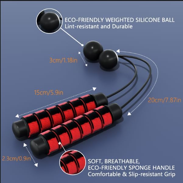 Miniatura 3 de Cuerda de saltar con peso para fitness, cuerda de saltar inalámbrica para mujeres, hombres y niños, cuerda de saltar sin cuerda para entrenamiento,