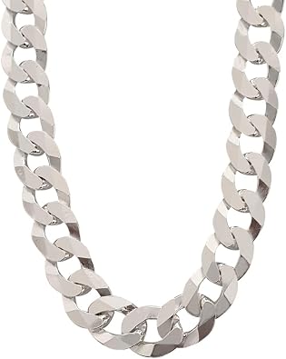 قلادة سلسلة من الفضة للرجال من Treasure Bay | 10.5mm Solid 925 Silver Curb Cuban Chain for Men متوفر في 50 سم 52 سم 55 سم و 60 سم