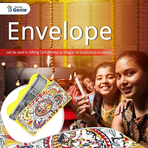 Home Genie Radha Krishna Dancing with Gopies Shagun Envelope for Gifting Money on Wedding & Any Other Ocassion | Sagan | Milni | Engagement | Birthday | Marriage | Diwali | Rakhi (Pack of 5)