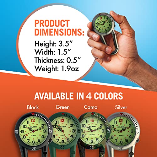 Tamarisk Glow-In-The-Dark Belt Fob Watch, Multifunctional Nurse Watch With Pocket Clip, 24 Hour Military Time Watches For Nurses, Chefs, Hikers And More, Stainless Steel With Crystal Cover, Silver #TOP6