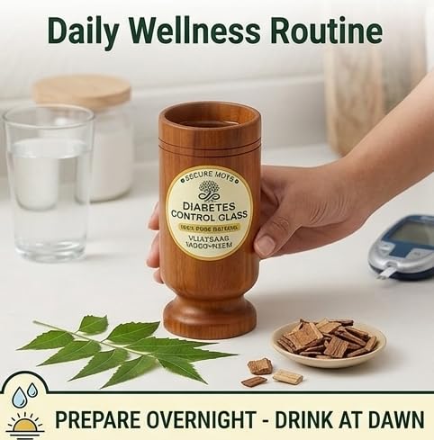Image of Vijaysar Wood Glass for Diabetes Control Neem Wood Glass &Tumbler for Sugar Balance Ayurvedic Vijaysar Glass for Drinking Overnight Soaked Water Handcrafted Neem Glass for Weight Loss