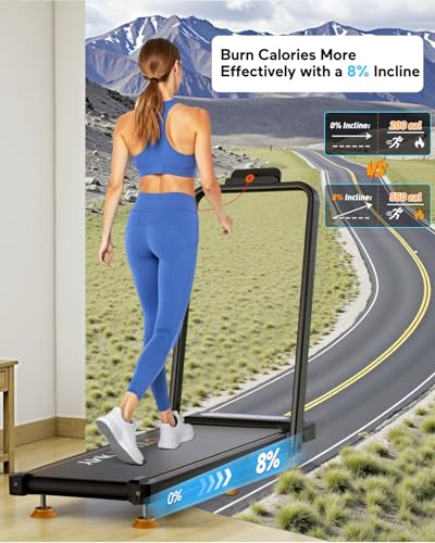 2025 Upgrade Walking Pad Treadmill with 8% Incline & Handle Bar, 3.5HP Portable Treadmill for Home Small, Under Desk Compact Walking Pad 300+lb Capacity, Shock Absorption, 0.6-6mph, Remote, Smart App - Image 4