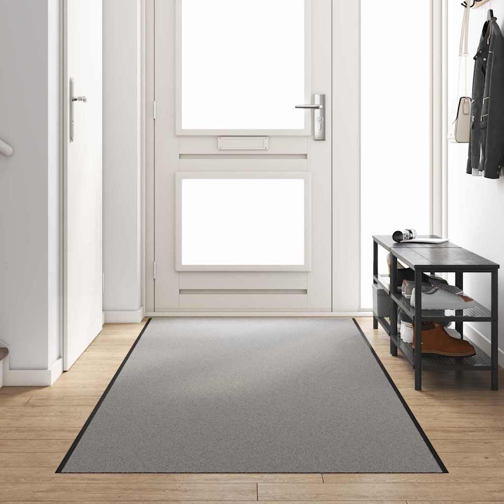 Paillasson 120x350 cm gris et noir en polypropylène rectangulaire pour grand couloir