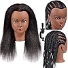 14 Inch Training Head – Real Hair, Cosmetology Doll for Hair Styling, Braiding, Curling, Coiling & Display with Stand