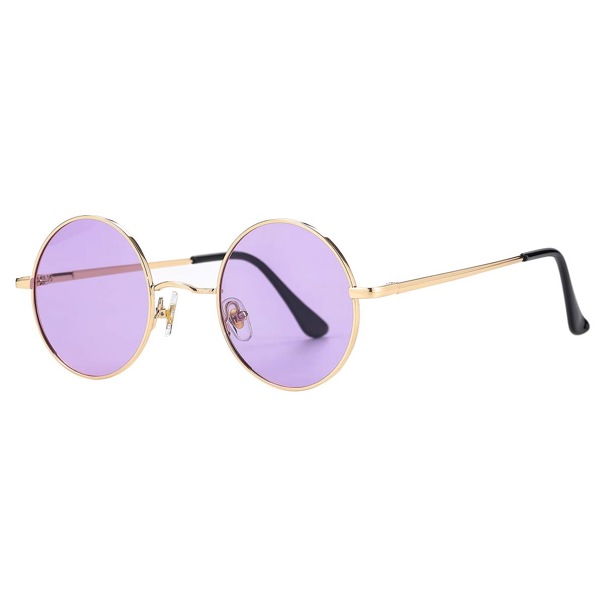 Gleyemor Polarized Round Sunglasses for Men Women Hippie Small Circle Glasses Red Yellow Lenses