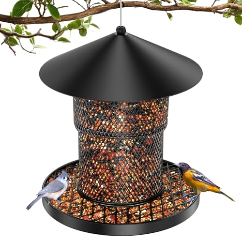 HAVENATURE Bird Feeder for Outdoor Hanging, Large Squirrel Proof Birdfeeders - Heavy Duty Metal Bird Feeders for Outside Hanging, 4 Lb Large Capacity Birdfeeder to Attracting Birds