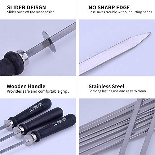 Decdeal Espeto de churrasco Grelhar Kabob Espetos de metal reutilizáveis ​​Aço inoxidável resistente