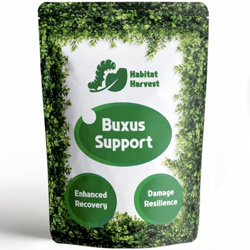 Habitat Harvest Buxus Support Box Tree Hedge Rescue Formula | Safe for Bees Birds & Pets | 50g Treats up to 300m | Fast-Acting Recovery Support for Box Hedges
