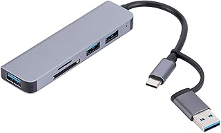 Compact USB Hub Ports, Aluminum Multiple Ports USB Hub, Portable Versatile USB Ports Hub, Multi USB Hub Adapter with USB C Converter, USB C Hub Docking for Computer Laptop Desktop Data Transfer