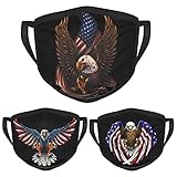 3PCS American Flag Patriotic Eagle Mouth Warm Windproof Cotton Face Washable Reusable United States...