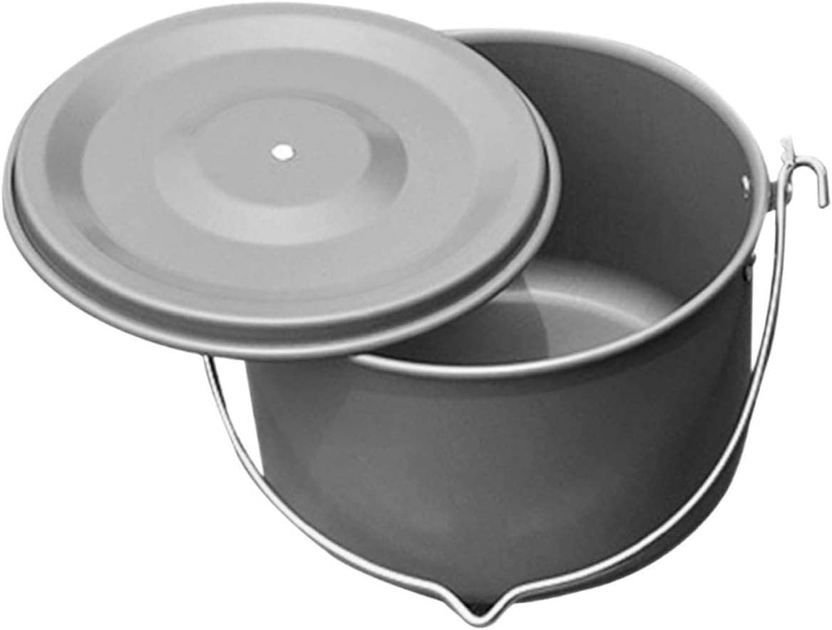 Lightweight Aluminum Camping Pot with Lid Portable Hanging Cookware for Outdoor Cooking Suitable for People Even Heat Distribution for Hiking Picnics and Group Camping