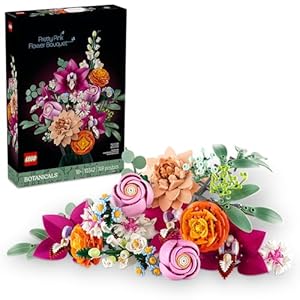 LEGO Botanicals Pretty Pink Flower Bouquet Building Sets for Adults – Artificial Flowers for Home Decor, Centerpieces for Tables – Gift for Valentines Day for Her & Him – 10342