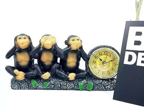 Image of AUGEN Polyresin Three Wise Monkeys Statue Showpiece for Home Decor Decoration and Gifting (6772A7, 23.5cm)