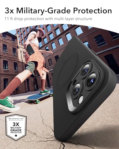 Image of ESR for iPhone16 Pro Max Case with MagSafe, Supports Magnetic Charging, Smooth & Slim Silicone Case, Shockproof, Full Screen and Camera Protection, Soft Microfiber Lining,Black