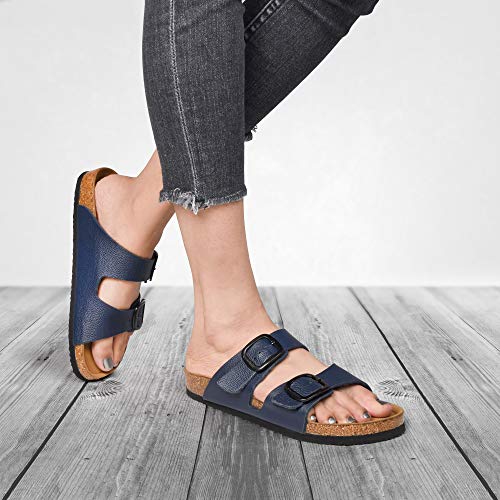 Aerothotic Women’s Arch Support Cork Footbed Slide Sandals (6, Arete Navy, Numeric_6) #TOP2