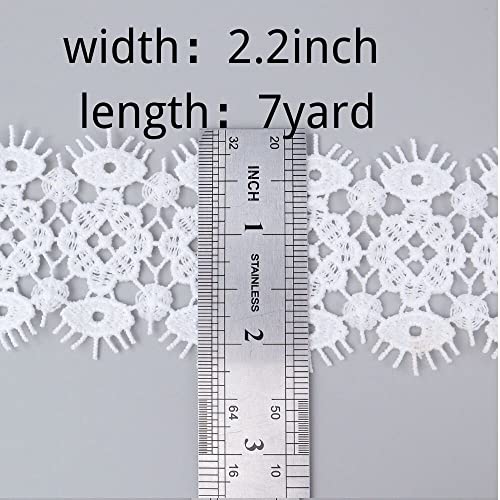 Sewdiytr Venice Lace Trim 7 Yards White Lace Ribbon Embroidery Craft Lace For Sewing Diy Craft Costumes Home Decor 2.2 Inch Wide Lace #TOP1