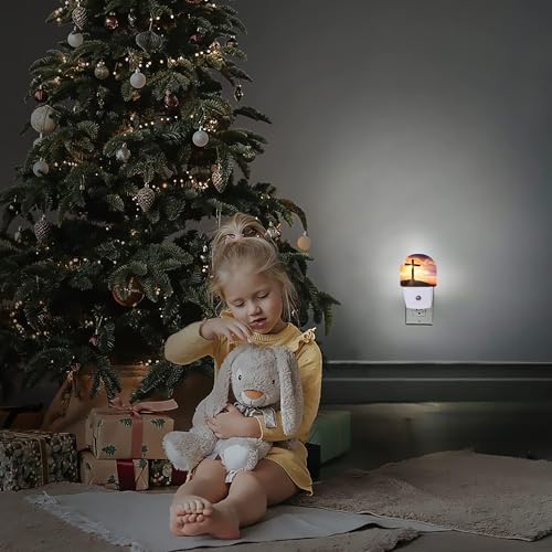 Image of Cross Night Light, Night Lights Plug Into Wall Decor,At Sunset Dusk to Dawn Home Indoor Stairway Kitchen Corridor, Boys Girls Women Men Room Gifts