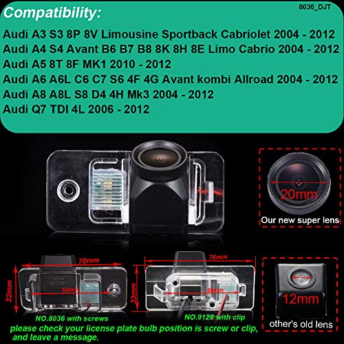 HD CCD 20mm Color Camera with Night Vision Backup System Waterproof & Shockproof IP68 for Audi A3 S3 8P 8V/A4 S4 Avant B6 B7 B8 8K 8H 8E/A5 8T 8F MK1/A6 A6L C6 C7 S6 4F 4G/A8 A8L S 8 D4 4H Mk3/Q7 - Image 2