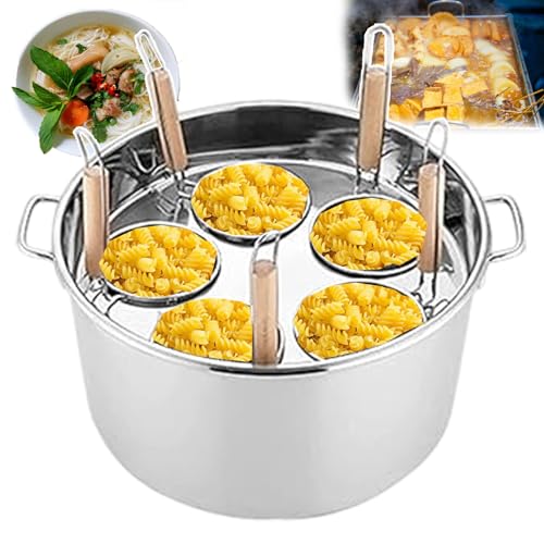 UMJIGF Spaghetti Noodle Cooking Machine, Home Kitchen Storage Pot Restaurant Steam Pot Manual Pasta Makers with Distributor and Colander Strainer, Cook Hot Pot, Spicy Food, Pasta,