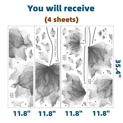Royolam 59.1'' X 49.6'' Huge Flower Petal Wall Decals Living Room Floral Wall Stickers Removable Peel And Stick Waterproof Wall Art Decor Stickers For Bedroom Bathroom Office (Gray) #TOP3