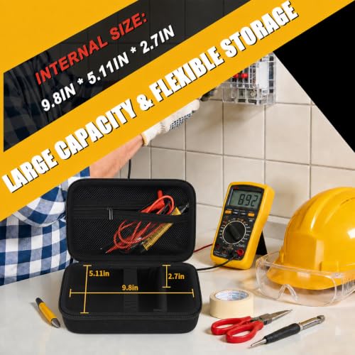 Image of Comecase Hard Multimeter Case for Fluke 87V MAX 87V 88V 179 with Holster | Divider & Zippered Mesh Storage for Test Leads, Probes, Workshop and Field Use, Full Black, Case Only