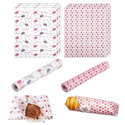 Carta Alimentare 100 Fogli - Impermeabile, Resistente All'acqua e All'olio per Torte, Formaggio, Biscotti, Pane, Panini, Dolci