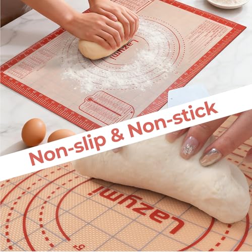 Extra Large & Thick Silicone Baking Mat 71x51 cm, Non-Stick Pastry Rolling Sheet with Measurements, Non-Slip Dough Kneading Board, Table Mat for Pie/Cake/Pizza (Red + Scraper) - Image 6