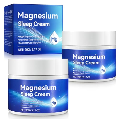 Crema calmante para dormir de magnesio, 2 x 90 g de magnesio para la piel y los músculos y el cuerpo, alivio para piernas inquietas, relajante muscular articular para calambres y dolor, apoyo natural