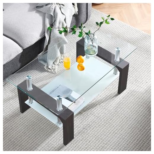 19 Inspiring Indoor Sunroom Furniture Ideas to Brighten Your Space 5 Btrpily Walnut Rectangular Coffee Table, 39.5in x 23.5in x 17.5in, Glass Tabletop with Lower Shelf, Adjustable Bottom Corners