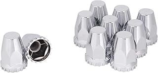 CHDT66 33 mm x 2-3/4" Plastic Chrome Thread On Lug Nut Covers - for Semi Truck Trailer and More - Original Style - Screw On Lug Nut Cover- Bag for One Wheel - Pack of 10 Lug Nut Covers