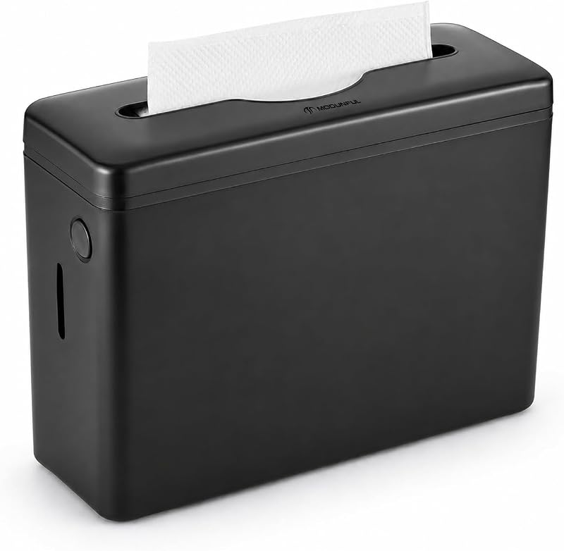 Dispensador de Toallas de Papel Multipliegue Encimera Negro Diseño Amplio Gran Capacidad | Base antideslizante resistente, tapa con botón cerrado, toalla de papel plegada Z/C modunful de 300 hojas para baño, cocina