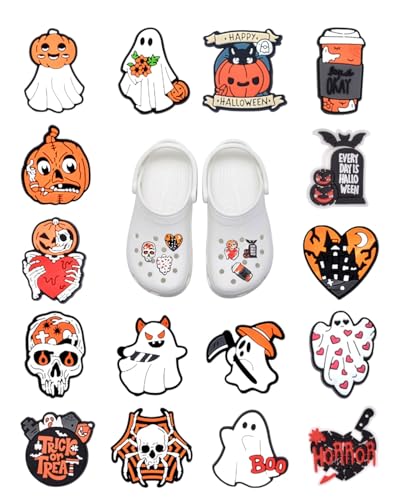 MOPZIJA 16PCS Schuh Charms Shoe Schuhanstecker für Crocs Anstecker Schuhanhänger Schuhe Charm für Schuhe DIY Dekorationen Kinderpartys Geschenk,halloween shoe charms,halloween-horror-stücke