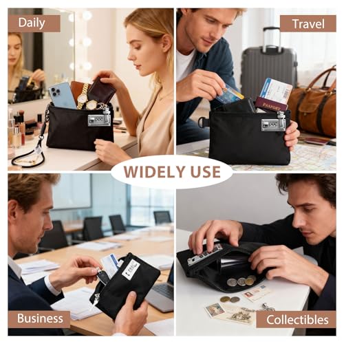 Geruchsdichte Tasche mit Zahlenschloss, Brieftasche mit Zahlenschloss, Kleine Geldtasche, Tragbarer Tresor wasserdichte Tasche für Wertsachen, Geld, Reisepass, Bankdatei, Schmuck