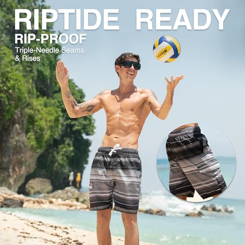 Image of Kanu Surf Men's Big Viper Extended Size Stripe Swim Trunk