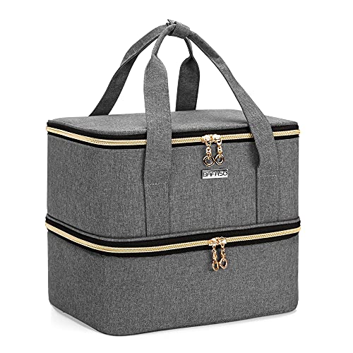 BAFASO Nail Polish Organizer Holds 40 Bottles (15ml - 0.5 fl.oz) and a Nail Lamp , Nail Polish Carrying Case with Manicure Tools Storage Sections (Bag Only), Gray