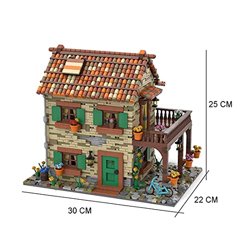 EWWEEQQ Modulare Hausbausätze 2950-teilige italienische kreative Wohngebäude mit Straßenansicht Architektur-Bausteine… – Bild 6