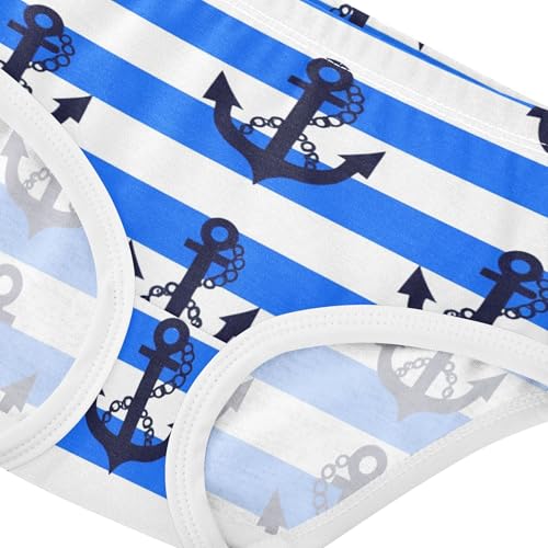 Navy Blue Anchors Blue Stripes Little Girl Panties Girls Underwear Toddlers Cotton Print Kids Briefs Undies 2t4