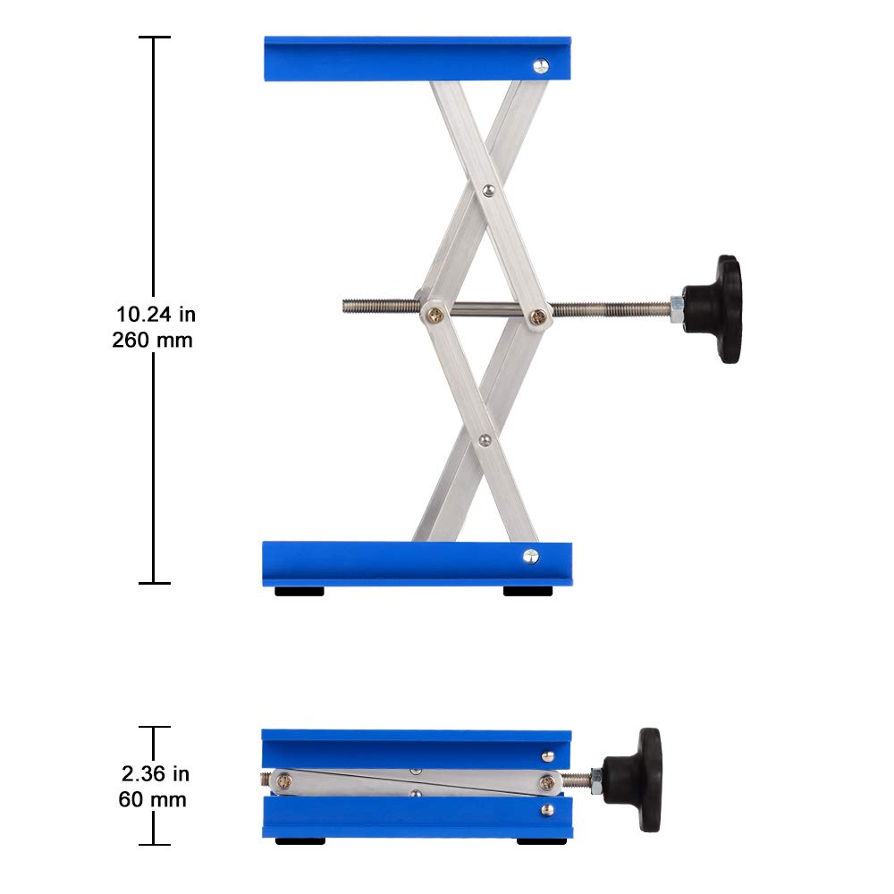 stonylab Cric de Laboratoire 6x6 Pouces, Support de Laboratoire Jack 150 x 150 mm en Alliage d'aluminium Table Élévatrices Cric à Ciseaux, Capacité de Chargement 10 kg, Hauteur 60-260 mm