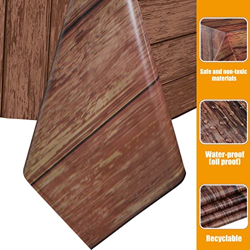 Irenare Wood Grain Tablecloth Wooden Tablecloths Rustic Plastic Table Covers Rectangular Table Decoration For Barbecue Fall Autumn Western Barn Themed Birthday Party, 54 X 108 Inch (Brown, 3 Pieces) #TOP2