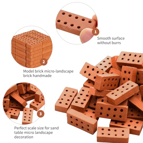 SNONESIY 60 Stück Rote Mini Ziegelsteine für DIY Bauen, Puppenhaus, Garten Ornament, Spielzeug Deko (10 Jahre - 14 Jahre)