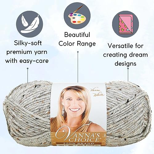 Image of Lion Brand Yarn Vanna'S Choice 860-401 Grey Marble | 6 Skeins, Same Dye Lot, Project Bag, CYC #4 Worsted, 100% Acrylic, Ideal for Crochet, Knitting Blankets, Hats, Scarves