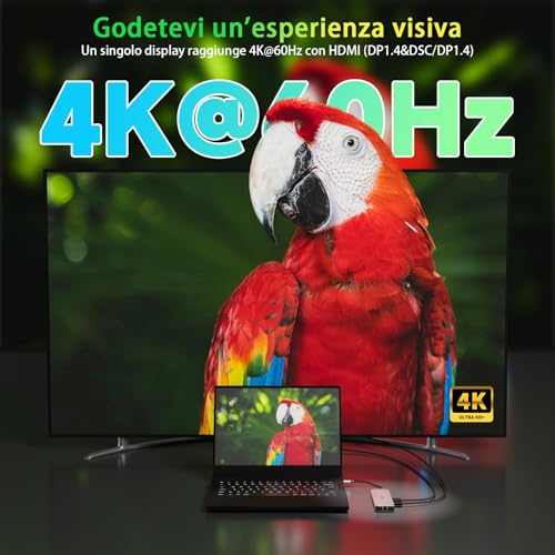 Docking station per laptop, Hub USB C 10G con doppio HDMI, PD in 100W, USB-A/C 3.2 10Gbps, USB-A 5Gbps, USB2.0, Gigabit Ethernet per Dell/HP/Lenovo ecc, solo computer Windows Systerm - Hub USB - Immagine 2