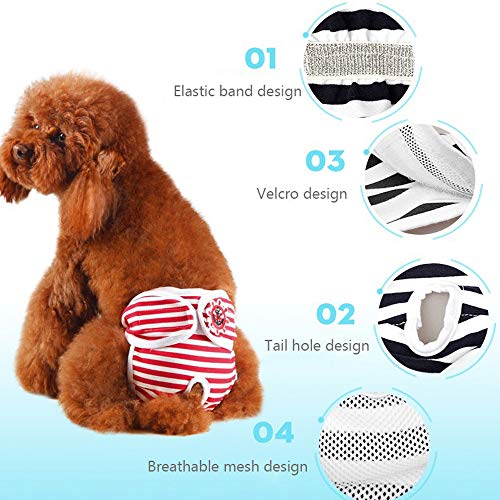 Dog Panty Washable Female Sanitary Pant Physiological Underwear No Leak Pet Puppy Dog Diaper With Adjustable Snaps(Blue S) #TOP4